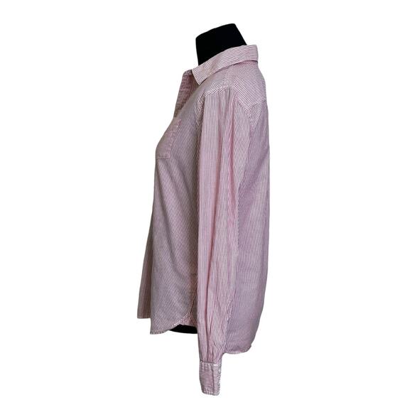 Lands' End red white striped long sleeves button shirt size XS - Picture 7 of 12